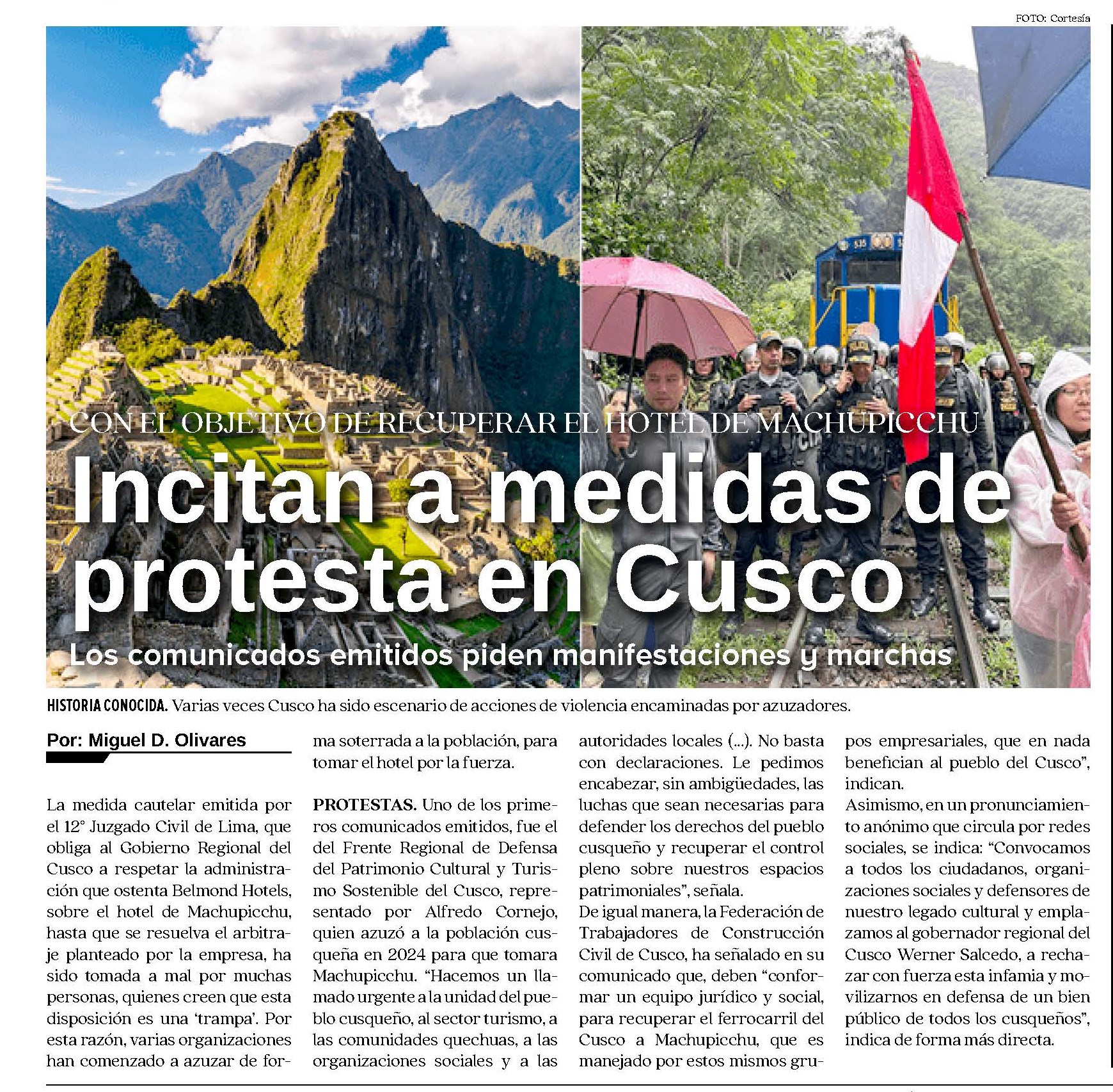 GUERRA LEGAL POR EL SANCTUARY LODGE Y CUSQUEÑOS ANUNCIAN MARCHAS CONTRA BELMOND