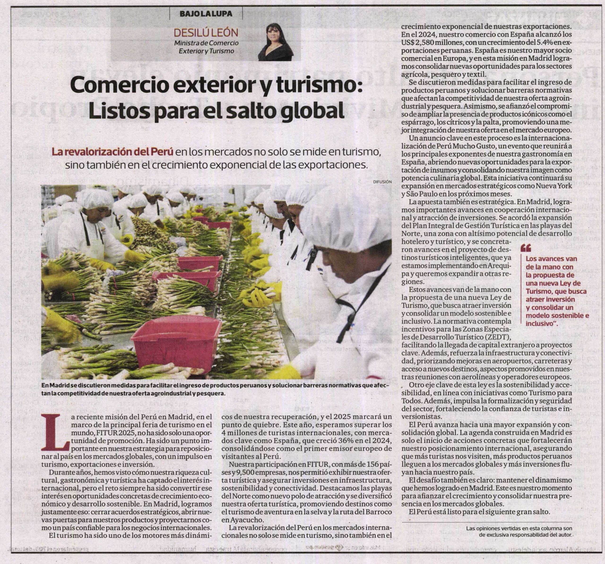 COMERCIO EXTERIOR Y TURISMO: LISTOS PARA EL SALTO GLOBAL
