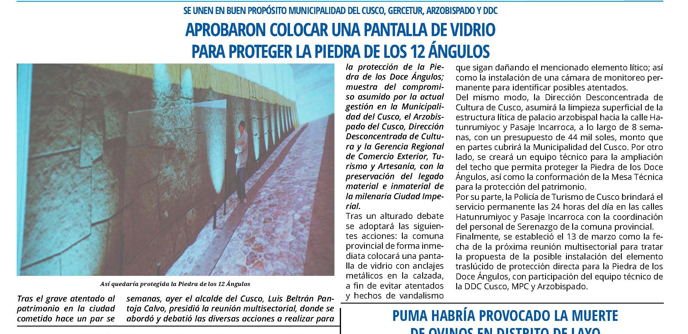 ESTUDIO PARA COLOCAR PROTECCIÓN A LA PIEDRA DE 12 ÁNGULOS