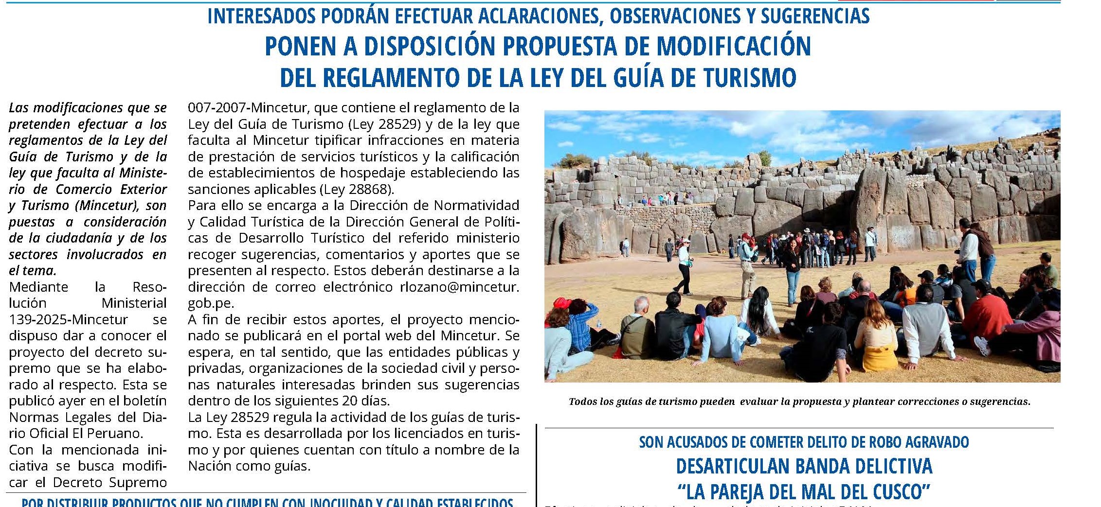 PRESENTAN PROPUESTA DE MODIFICACIÓN DEL REGLAMENTO DE LA LEY DEL GUÍA DE TURISMO