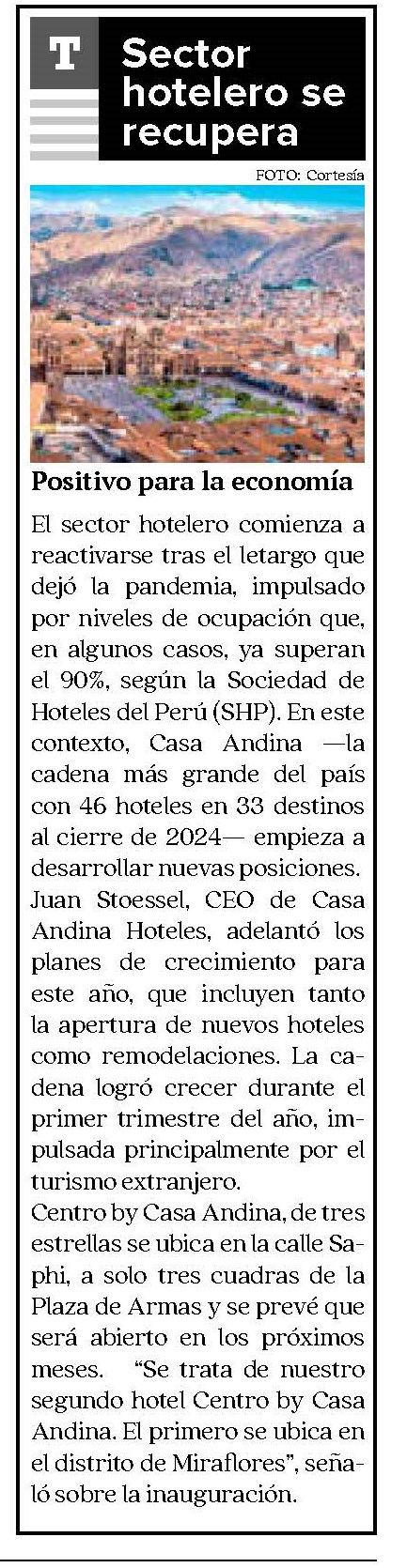 CASA ANDINA LLEGA A AYACUCHO Y ABRE SU SÉPTIMO HOTEL EN CUSCO