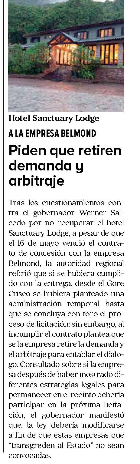 GOBERNADOR SALCEDO CONDICIONÓ EL DIÁLOGO A LA CASA MATRIZ DE BELMOND