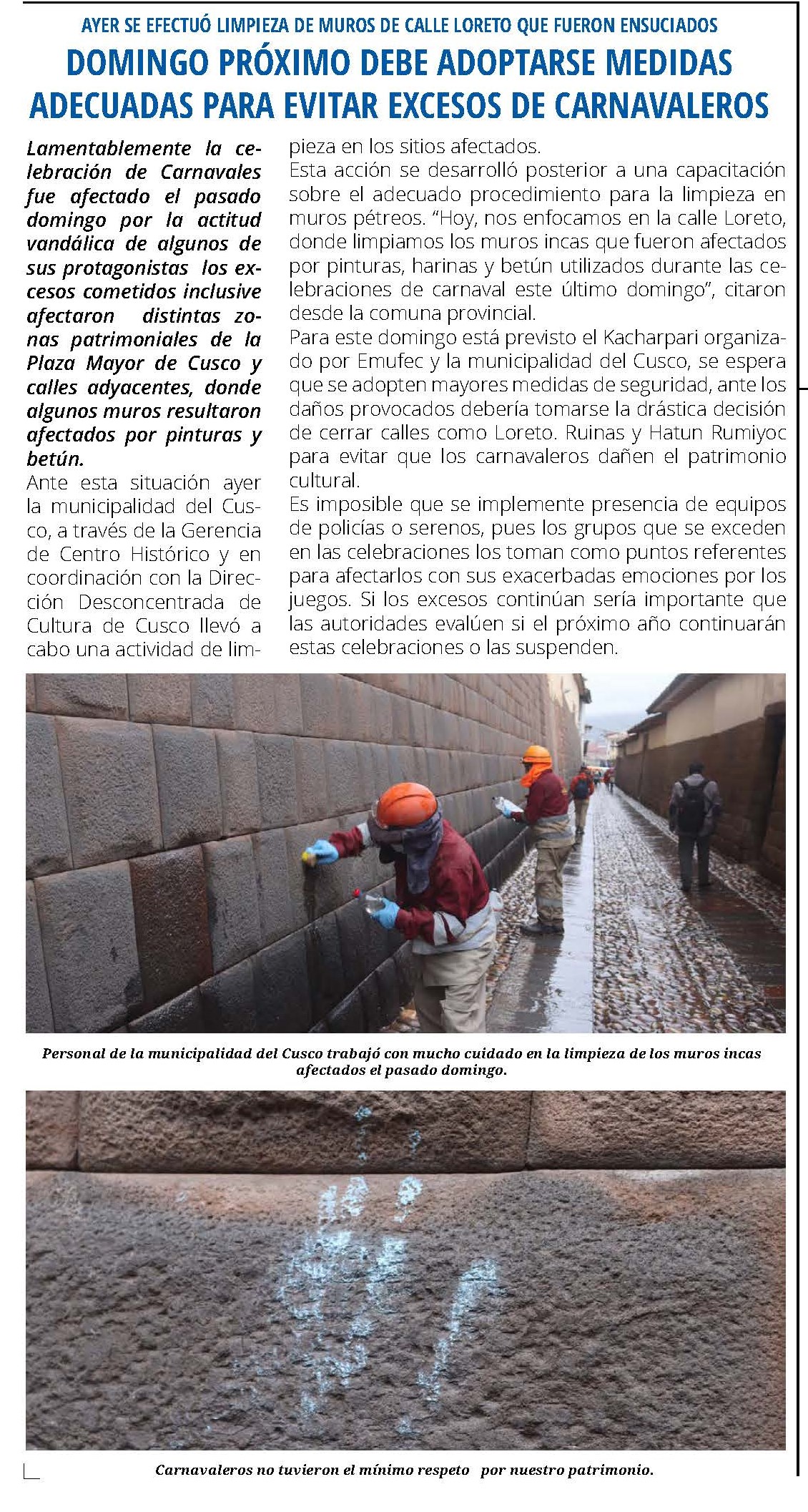 FALTA MÁS VIGILANCIA Y PROTECCIÓN DEL PATRIMONIO DURANTE FIESTAS Y CELEBRACIONES.