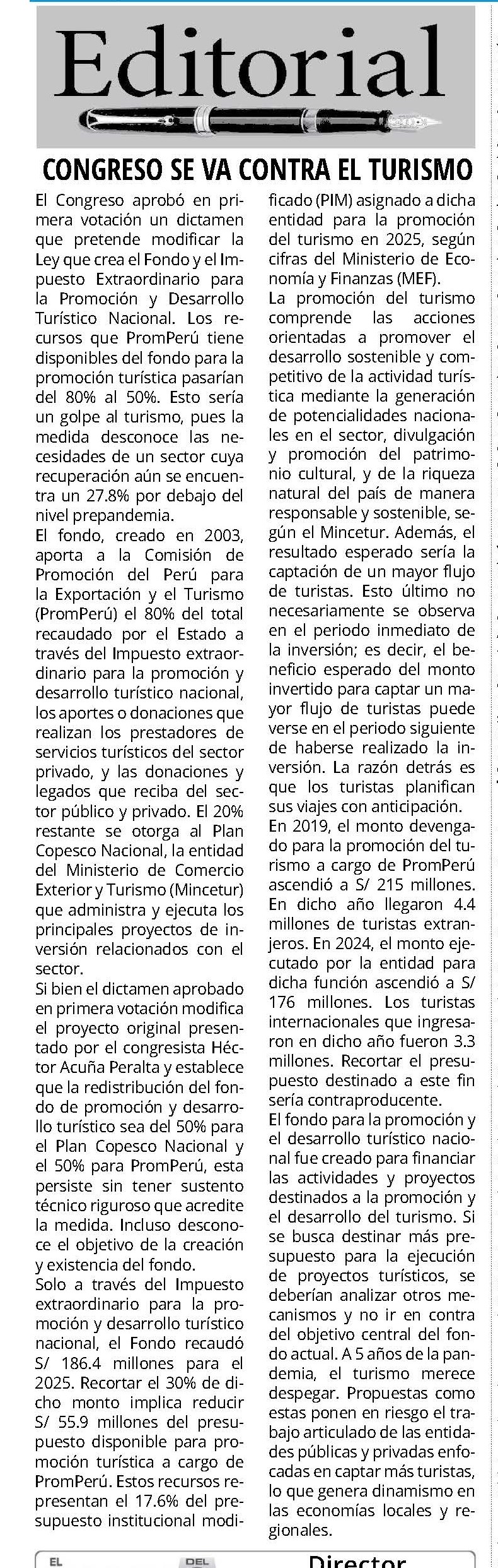 CONGRESO SE VA CONTRA EL TURISMO
