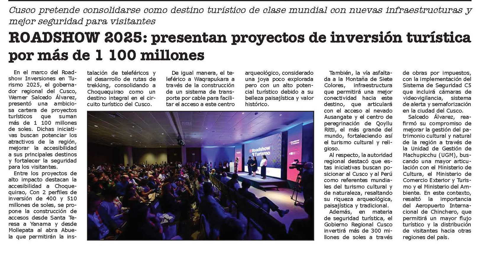 PROYECTOS DE INVERSIÓN TURÍSTICA POR MÁS DE S/ 1100 MILLONES