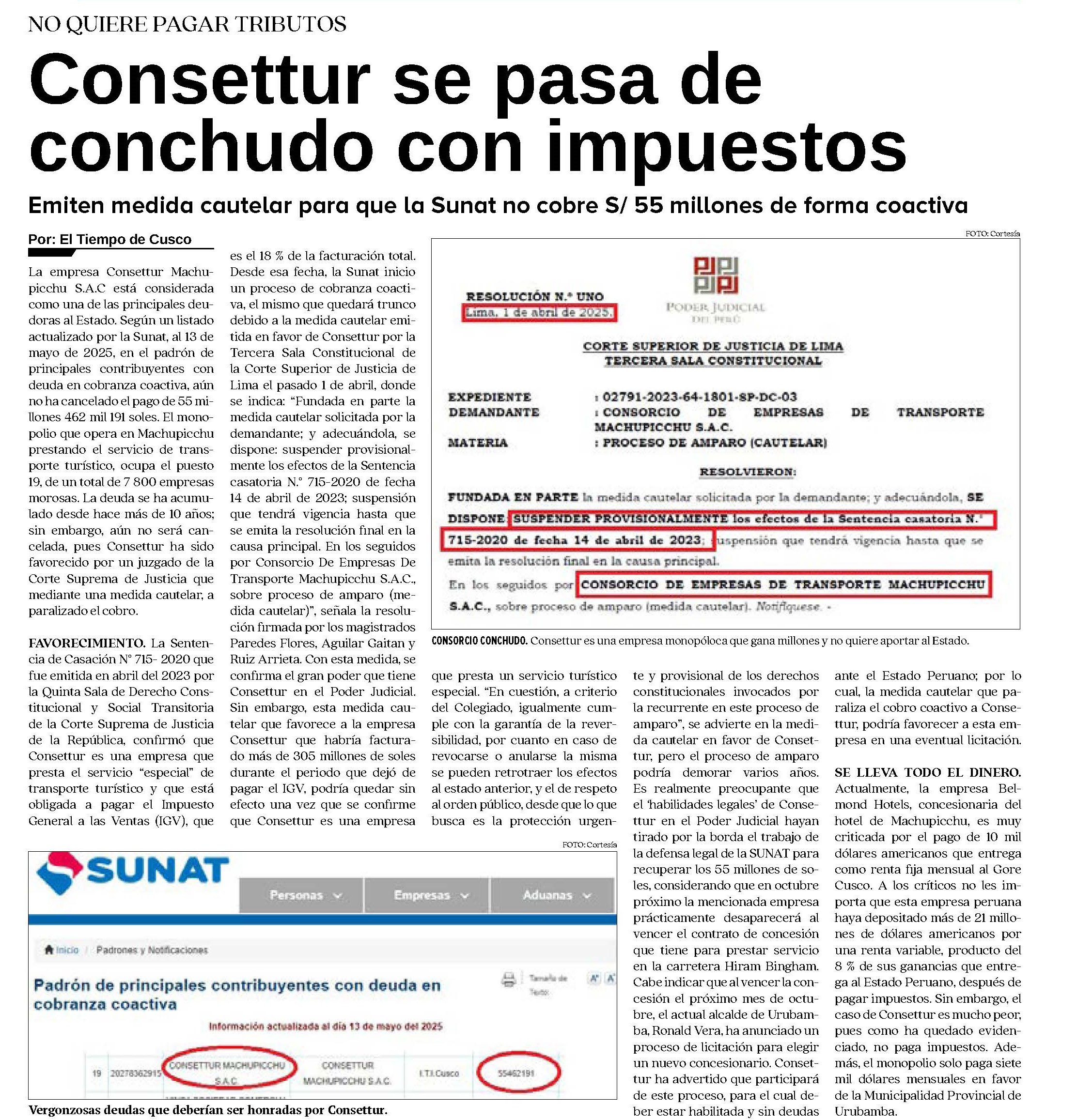 GOBERNADOR EXIGE TRANSPARENCIA EN CONCESIÓN DEL SERVICIO DE BUS A MACHUPICCHU