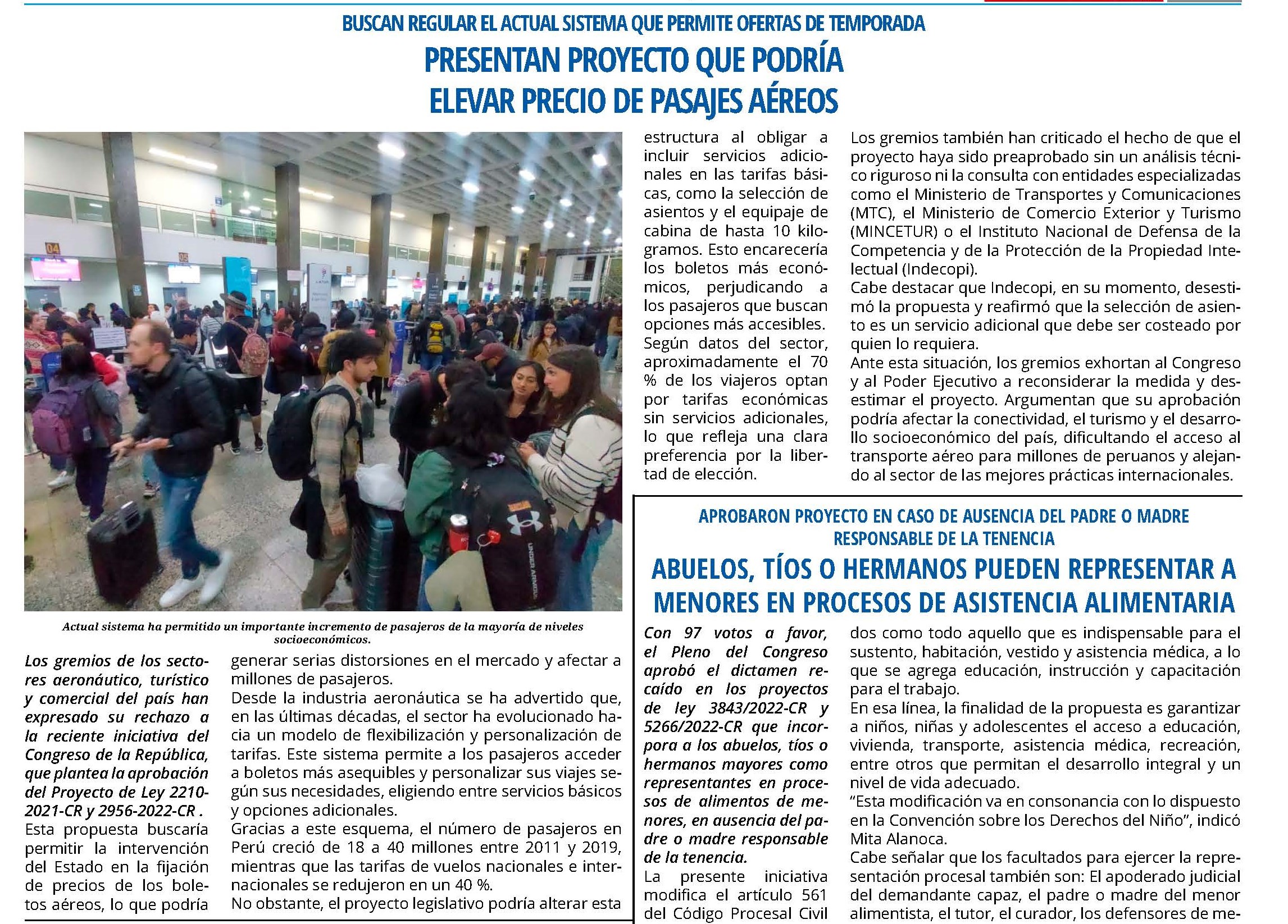 PRESENTAN PROYECTO QUE PODRÍA ELEVAR PRECIO DE PASAJES AÉREOS