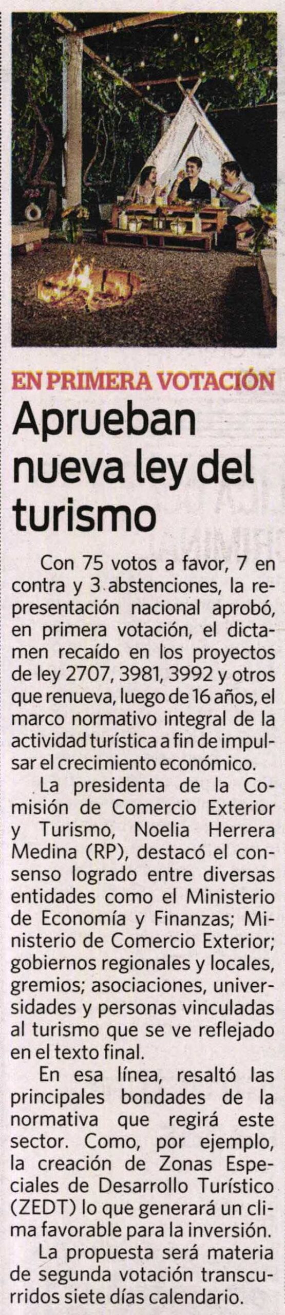 APRUEBAN NUEVA LEY DEL TURISMO
