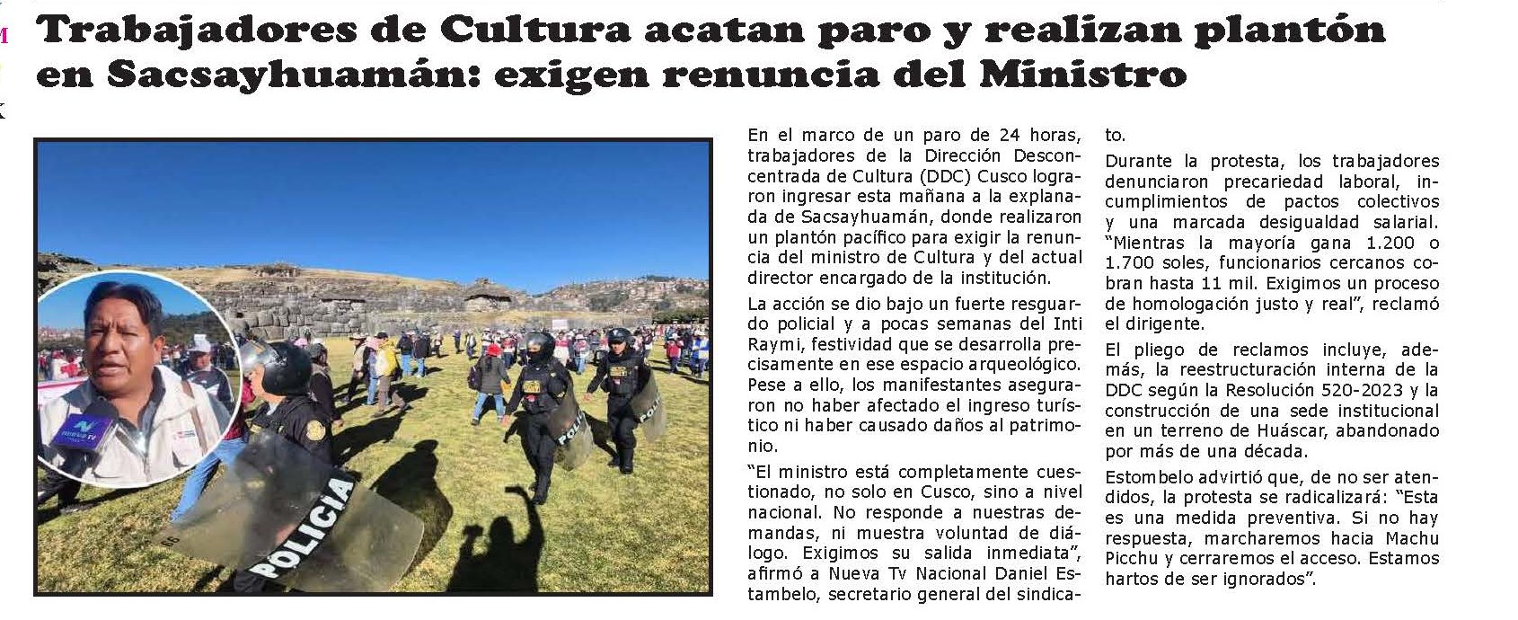 CUSCO: AMENAZAN CON CERRAR ACCESO A MAPI