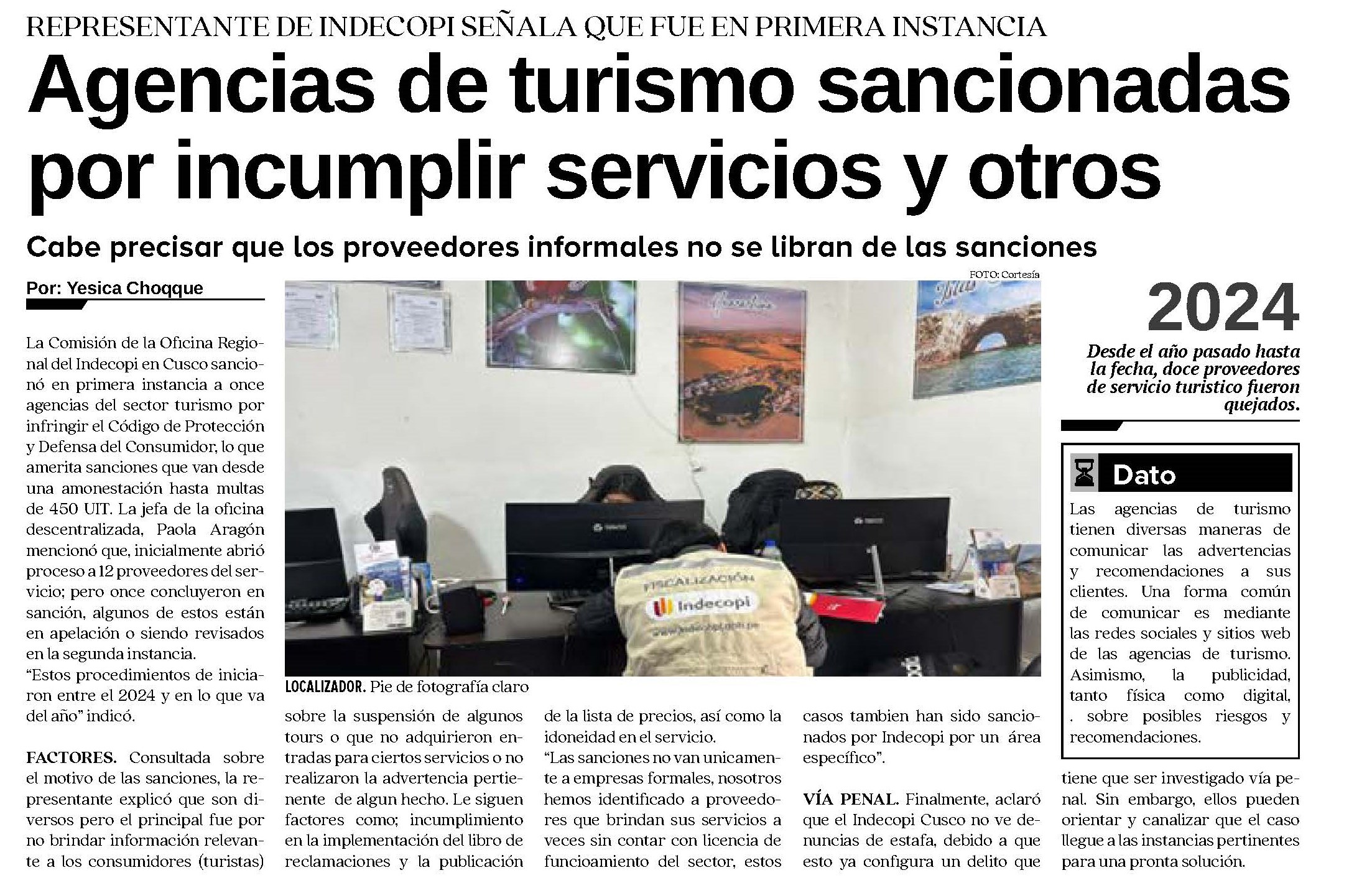 AGENCIAS DE TURISMO SANCIONADAS POR INCUMPLIR SERVICIOS Y OTROS