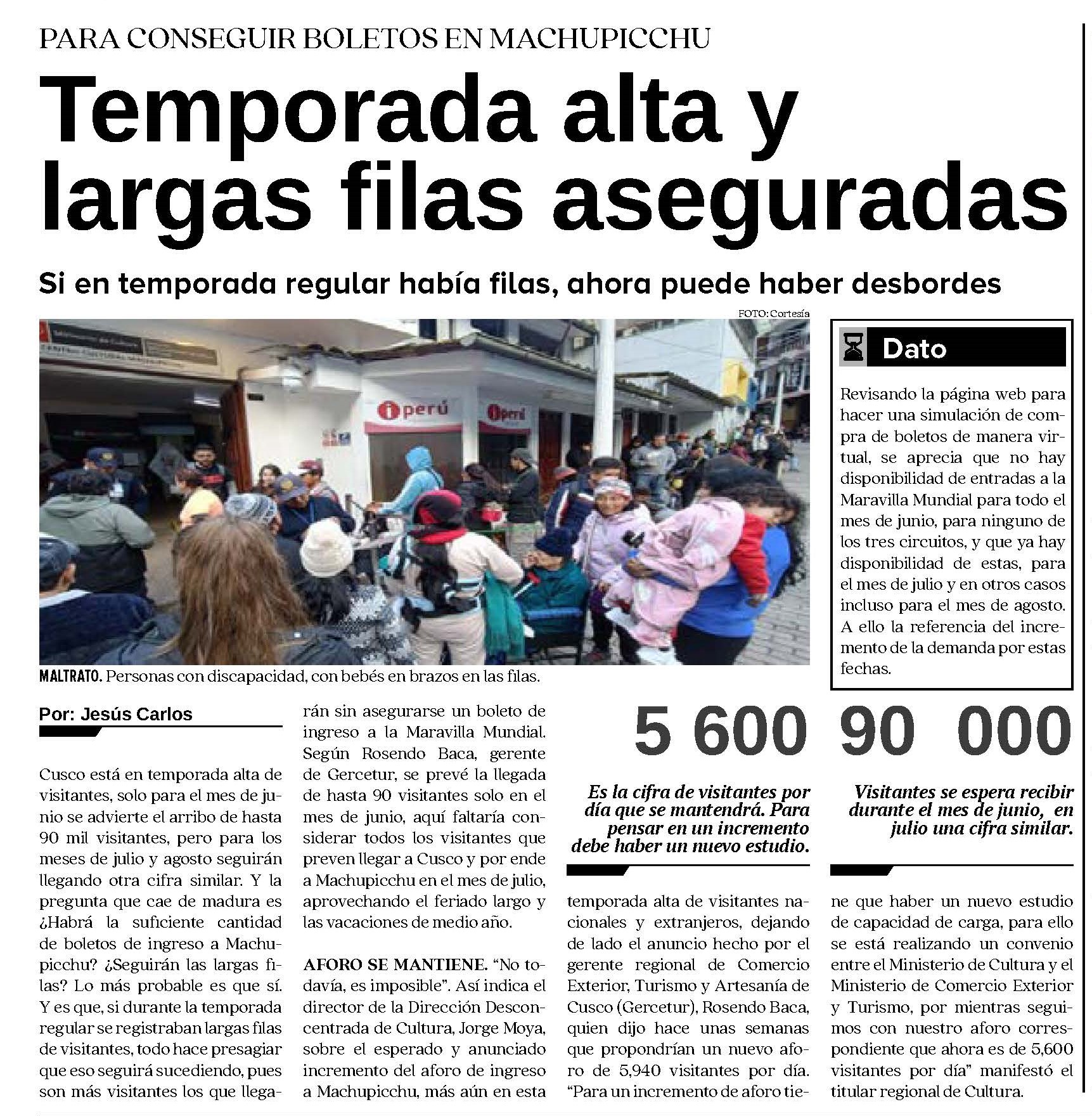 TEMPORADA ALTA Y LARGAS FILAS ASEGURADAS