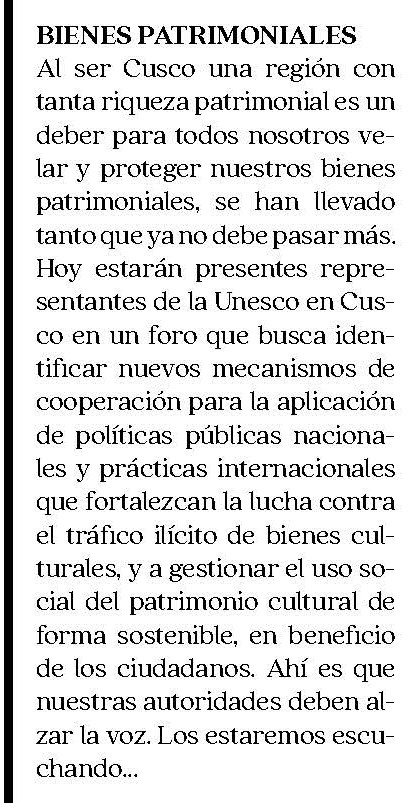 EXPERTOS EN COMBATE DE TRÁFICO DE BIENES CULTURALES SE REÚNEN EN CUSCO
