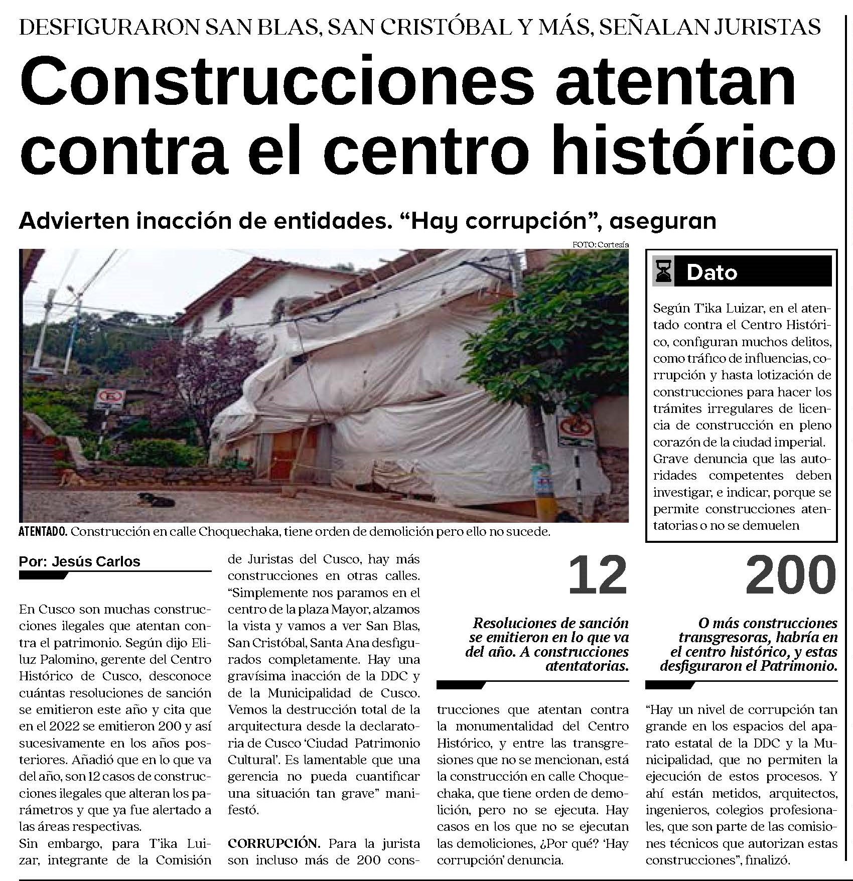 CONSTRUCCIONES ATENTAN CONTRA EL CENTRO HISTÓRICO