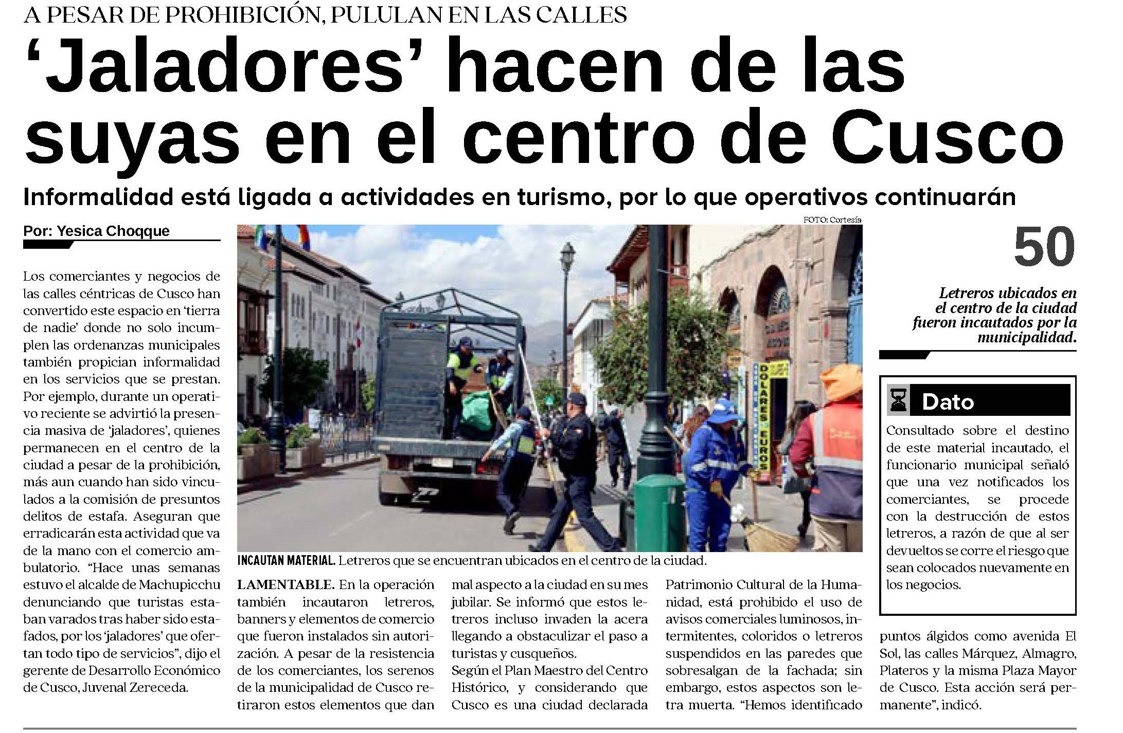 ‘JALADORES’ HACEN DE LAS SUYAS EN EL CENTRO DE CUSCO