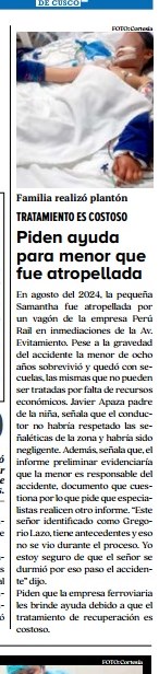 PERÚ RAIL NO SE RESPONSABILIZA POR ACCIDENTE