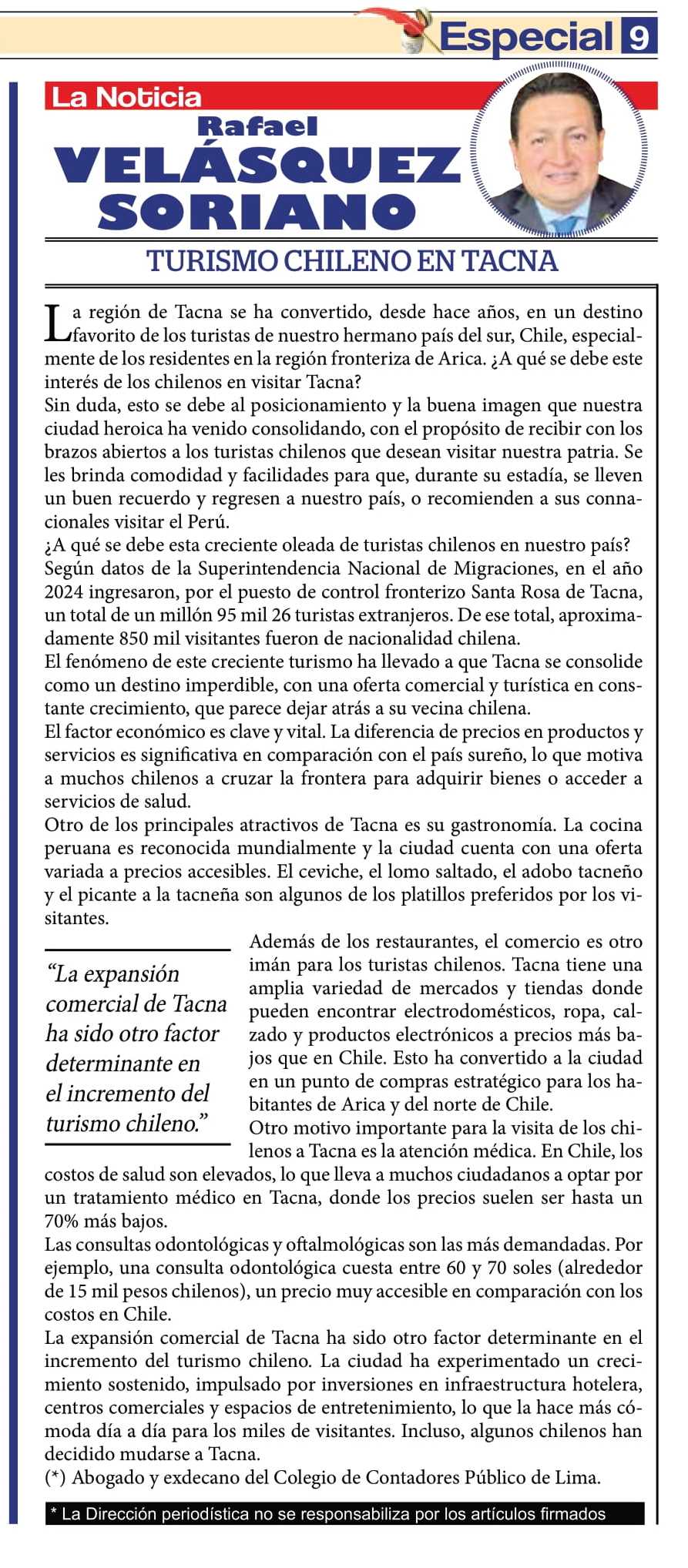 TURISMO CHILENO EN TACNA