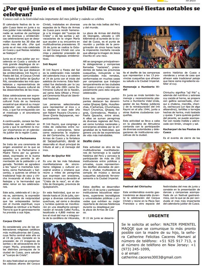 ¿POR QUÉ JUNIO ES EL MES JUBILAR DE CUSCO Y QUÉ FIESTAS NOTABLES SE CELEBRAN?