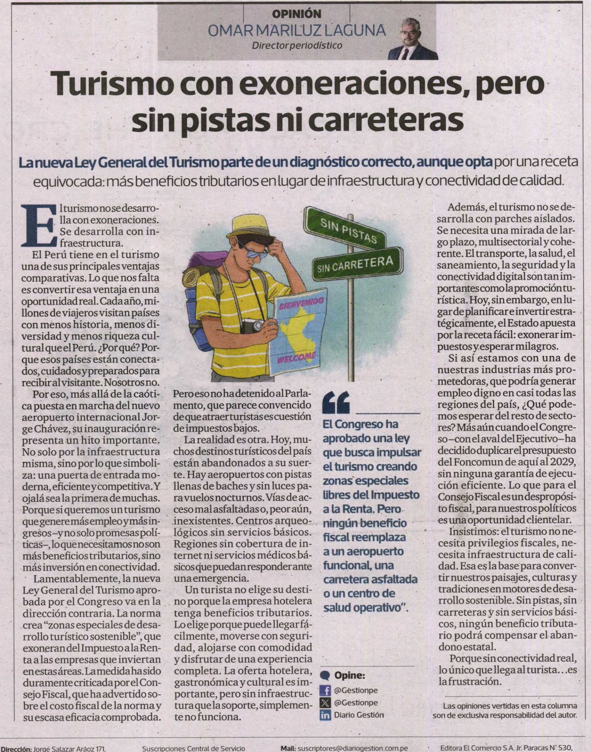 TURISMO CON EXONERACIONES. PERO SIN PISTAS NI CARRETERAS