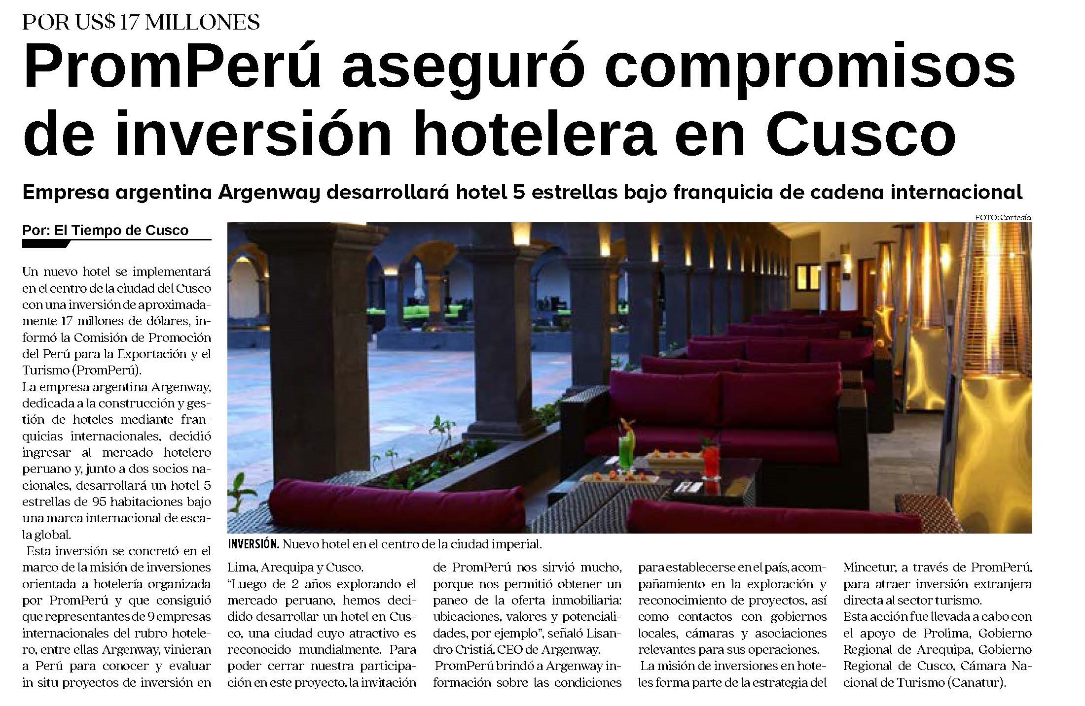 INVERSIÓN HOTELERA EN CUSCO