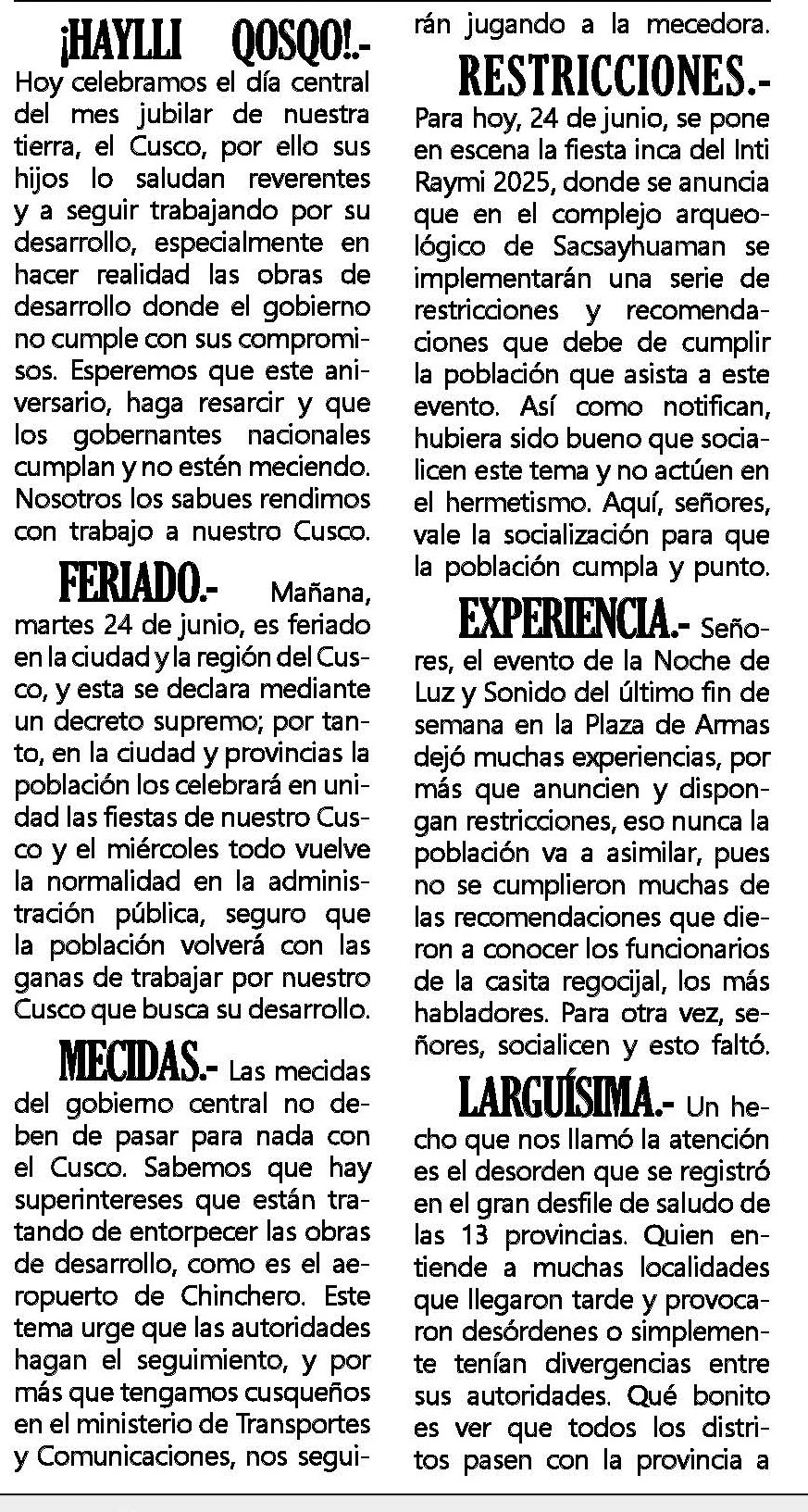 CULMINAR CHINCHERO
