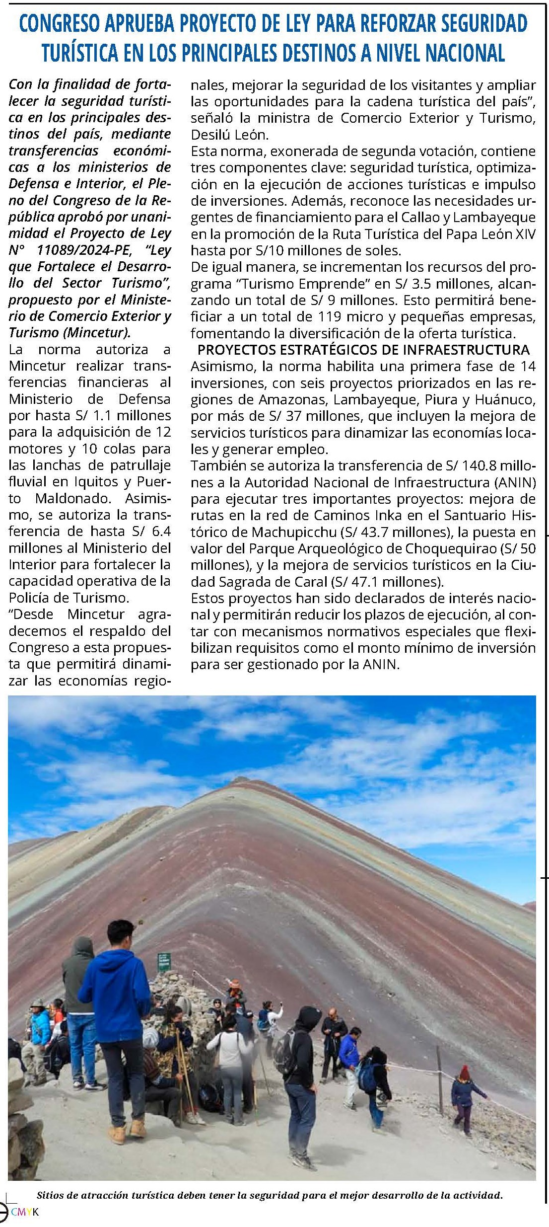 APRUEBAN LEY DE SEGURIDAD TURÍSTICA