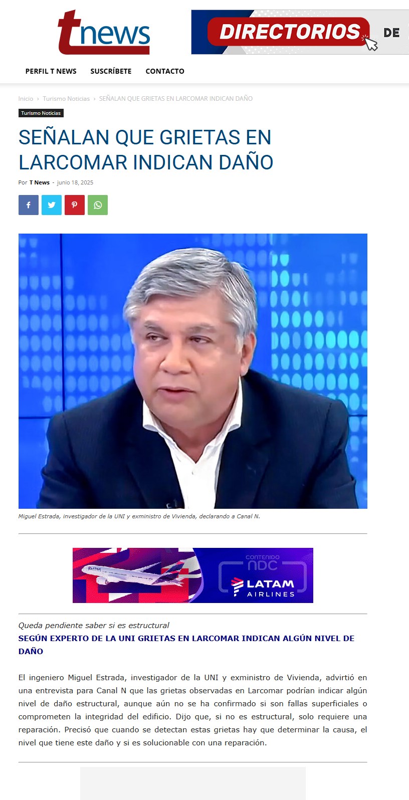 TURISTAS VEN QUE NO HAY ACCESO A LARCOMAR