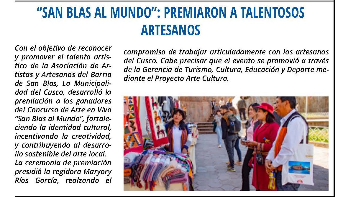 SAN BLAS AL MUNDO: PREMIARON A TALENTOSOS ARTESANOS