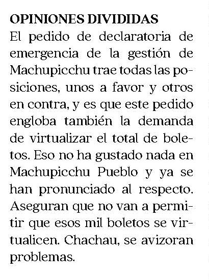MACHU PICCHU NO SERÁ DECLARADO EN EMERGENCIA SEÑALA LA VICEMINISTRA DE CULTURA
