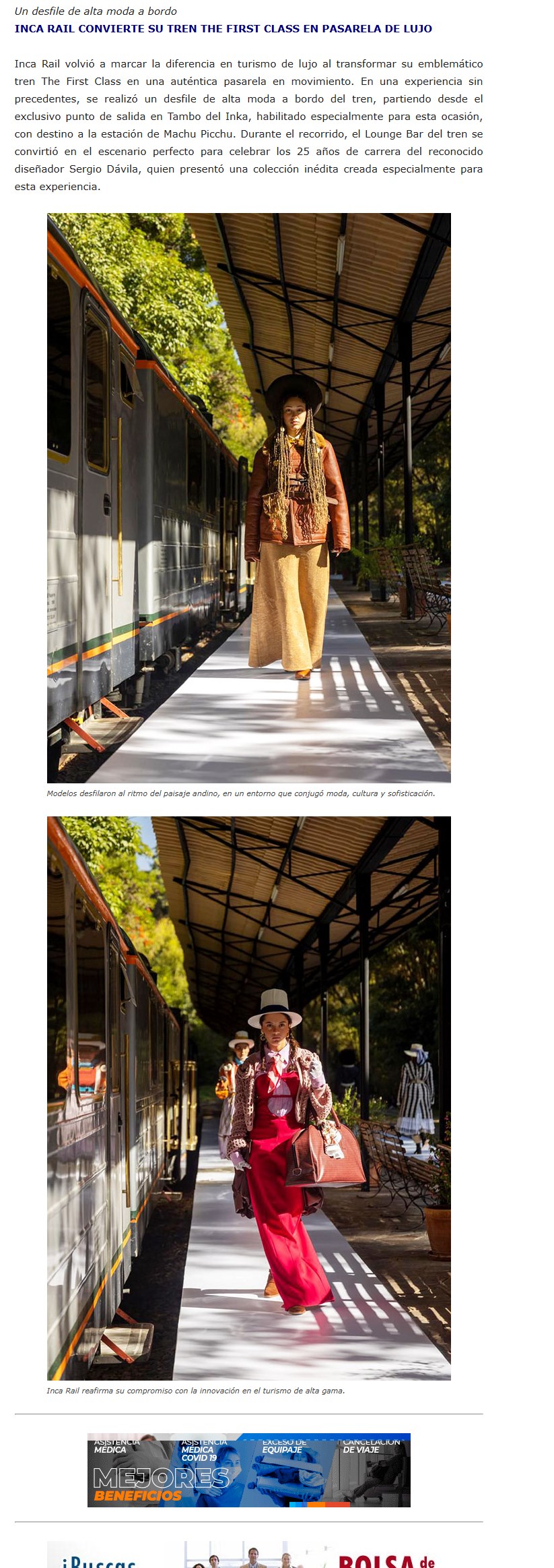 INCA RAIL CONVIERTE SU TREN THE FIRST CLASS EN PASARELA DE LUJO