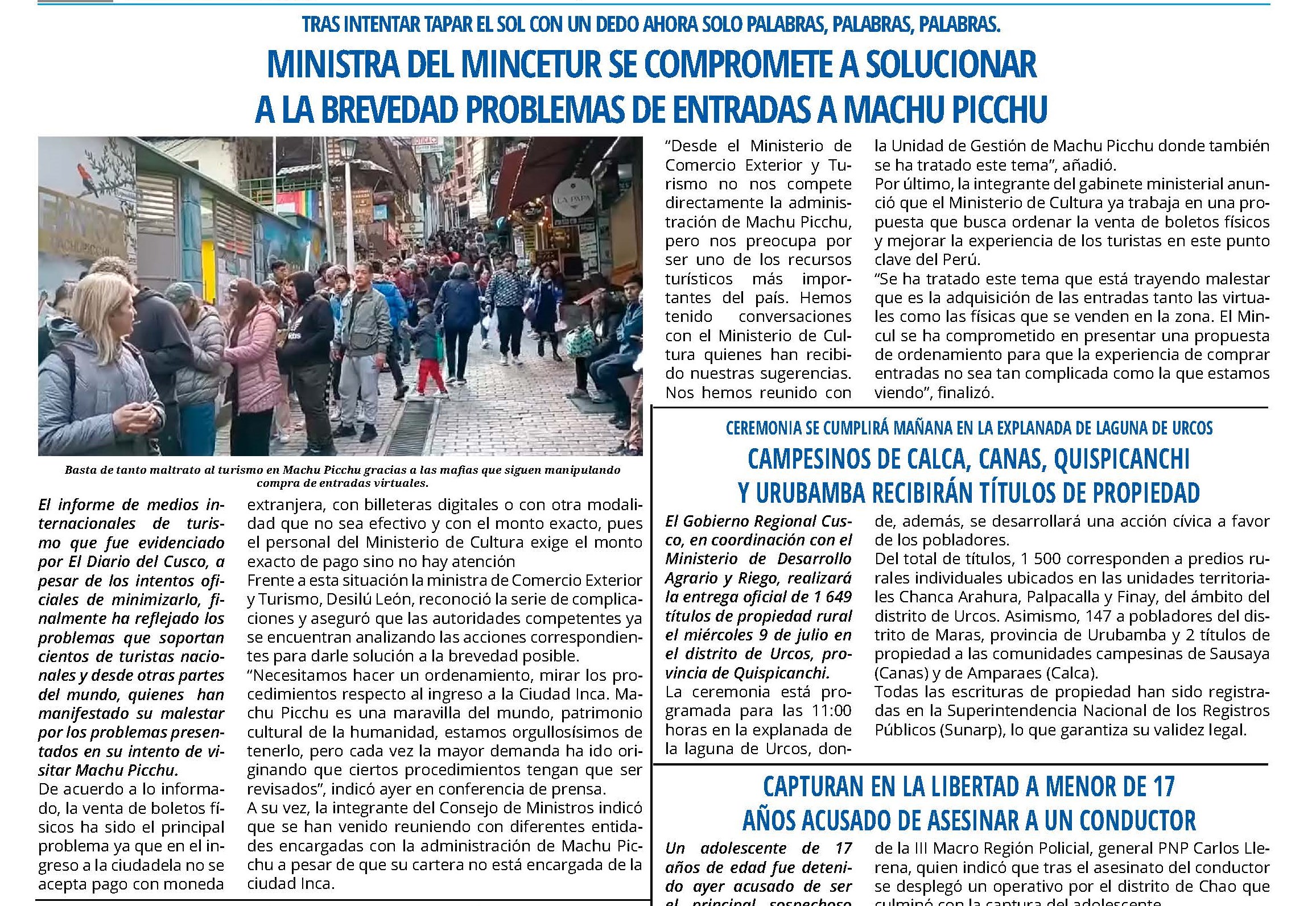 TURISTAS TIENEN DIFICULTADES PARA INGRESAR A MACHU PICCHU