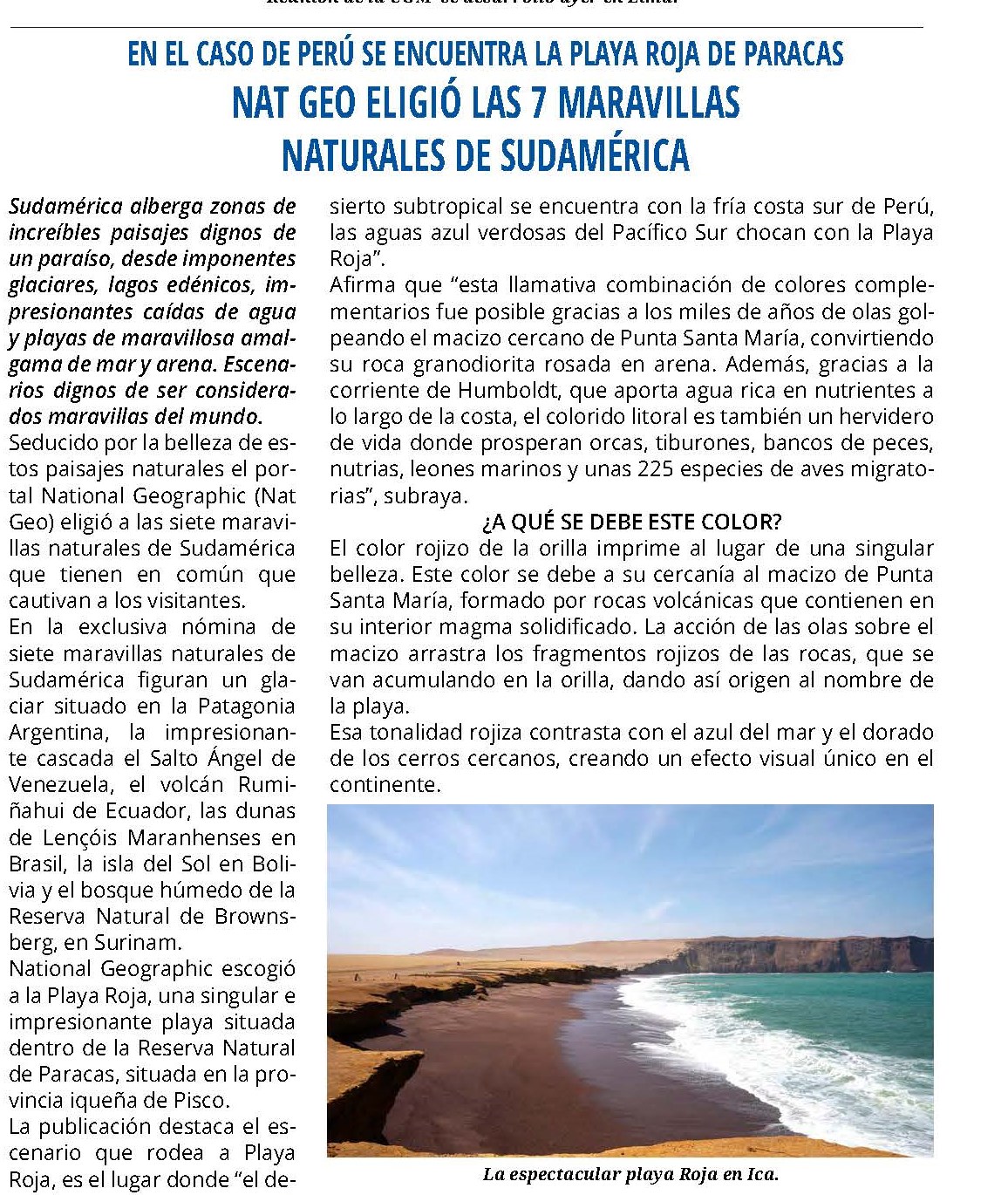 NAT GEO ELIGIÓ LAS 7 MARAVILLAS NATURALES DE SUDAMÉRICA