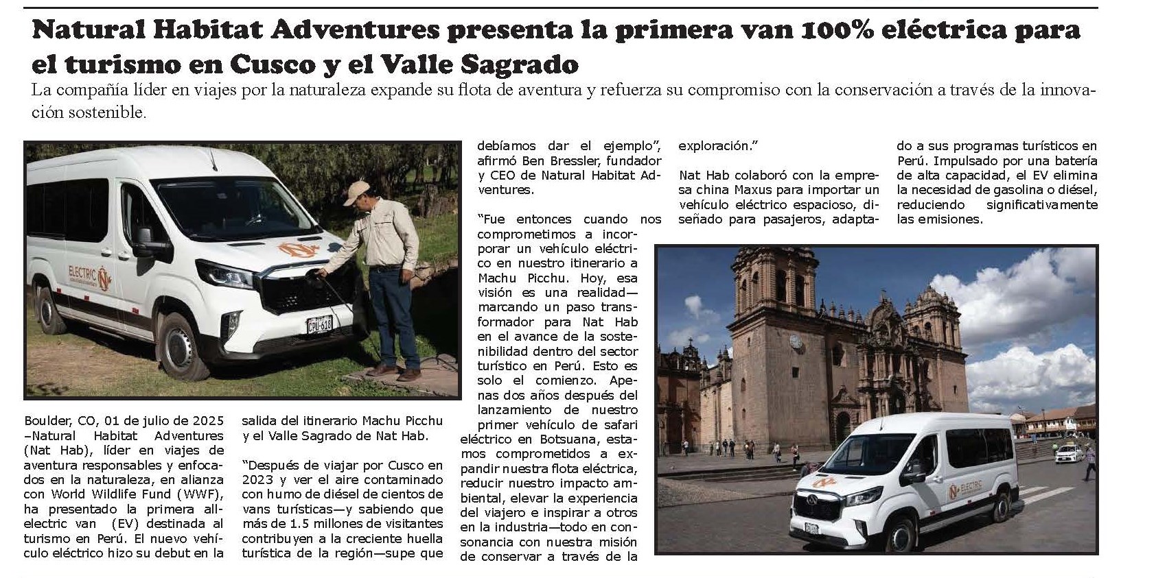PRESENTAN VEHÍCULO ELÉCTRICO PARA EL TURISMO EN CUSCO