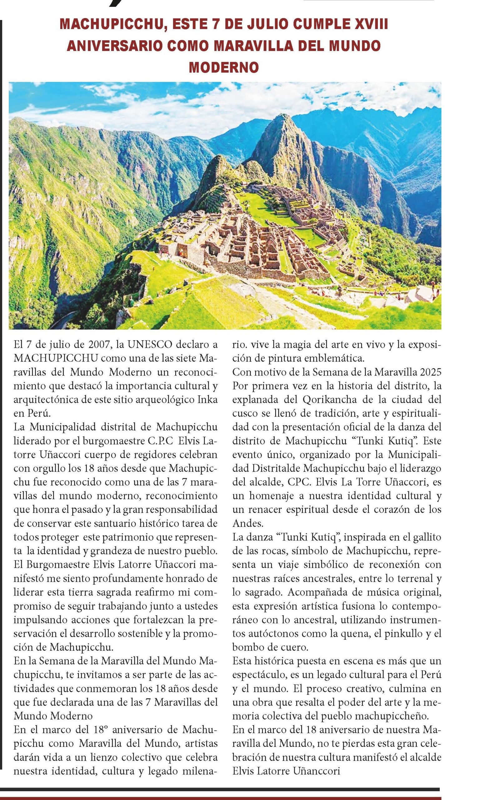 ¡MACHUPICCHU MARAVILLA DEL MUNDO MODERNO!