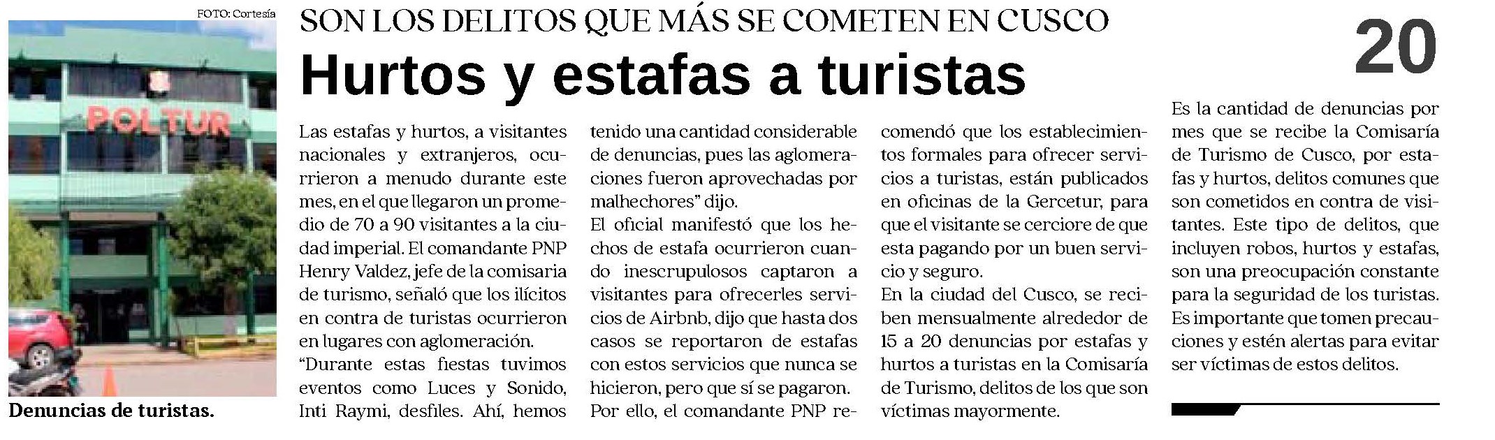 HURTOS Y ESTAFAS A TURISTAS