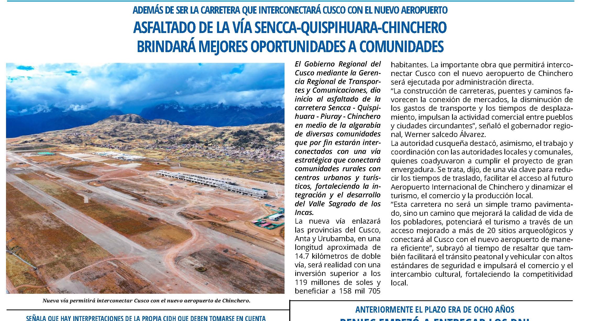 ASFALTAN VÍA SENCCA- QUISPIHUARA CHINCHERO