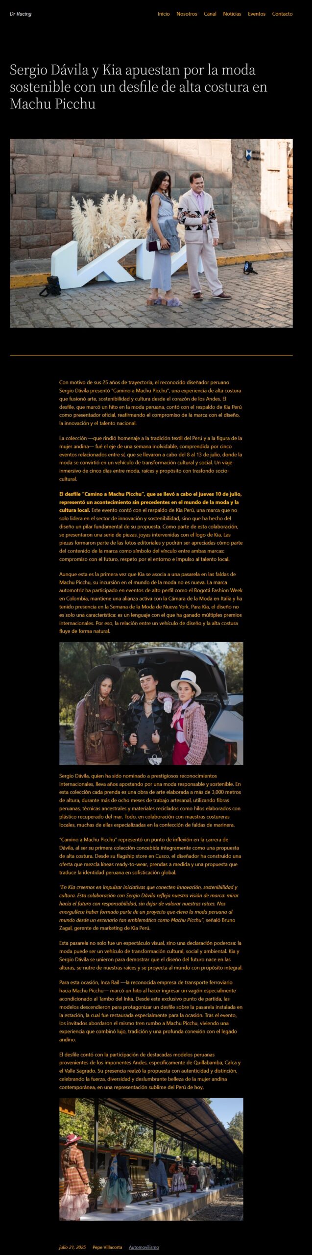 SERGIO DÁVILA DIO DETALLES SOBRE EL DESFILE DE MODAS QUE PRESENTÓ EN CUSCO