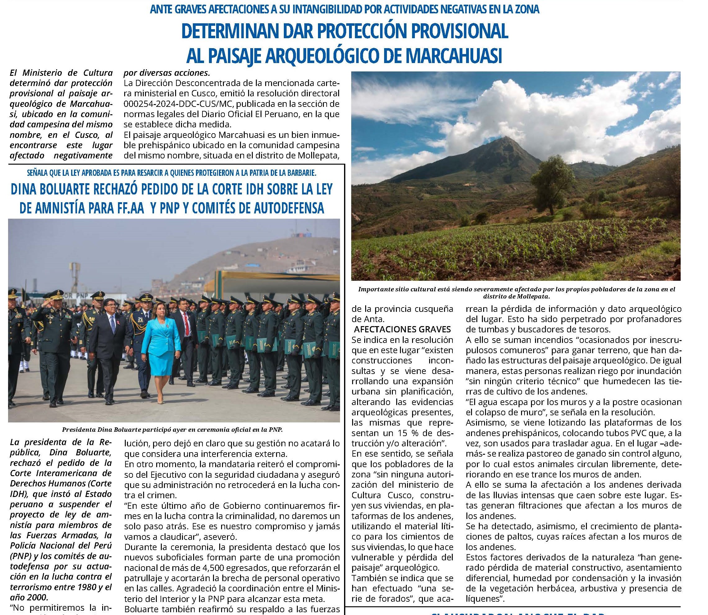 PROTEGEN PAISAJE ARQUEOLÓGICO DE MARCAHUASI, EN MOLLEPATA