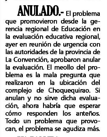 CONFLICTO TERRITORIAL SOBRE CHOQUEQUIRAO