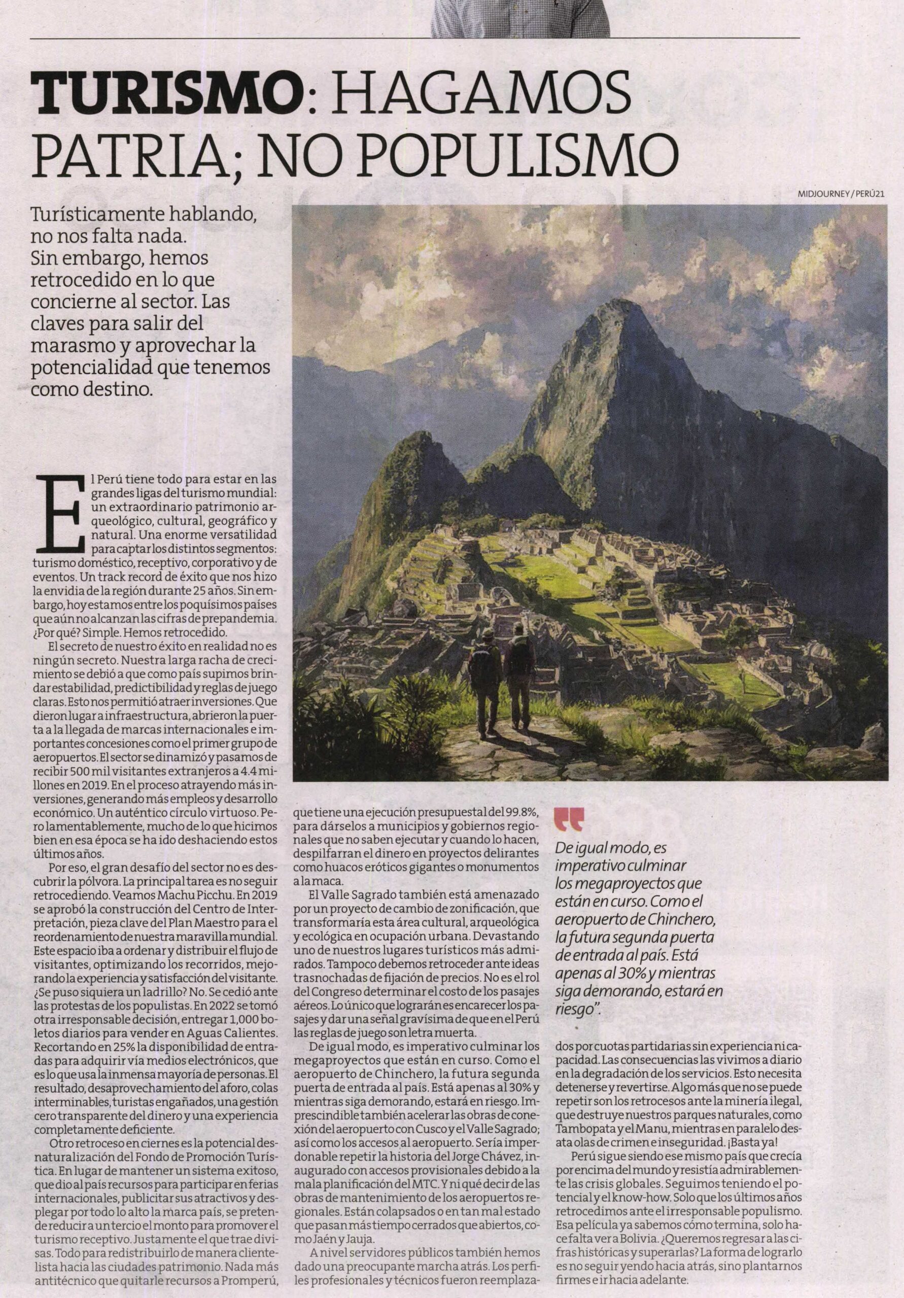 TURISMO: HAGAMOS PATRIA, NO POPULISMO