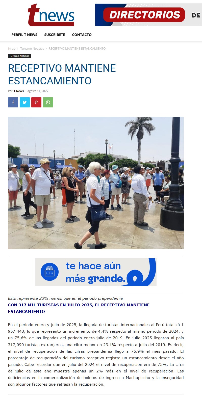 RECEPTIVO MANTIENE ESTANCAMIENTO