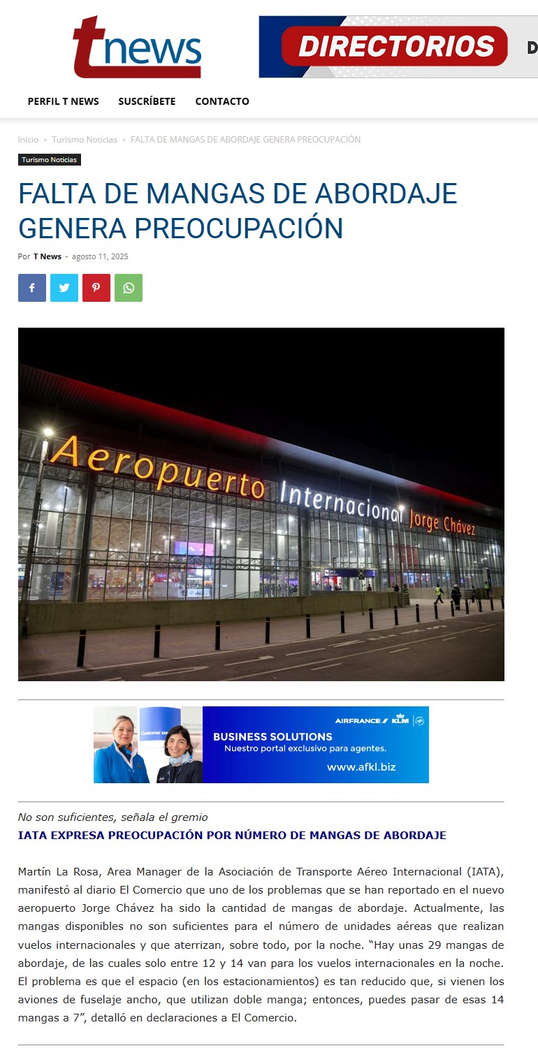 FALTA DE MANGAS DE ABORDAJE GENERA PREOCUPACIÓN