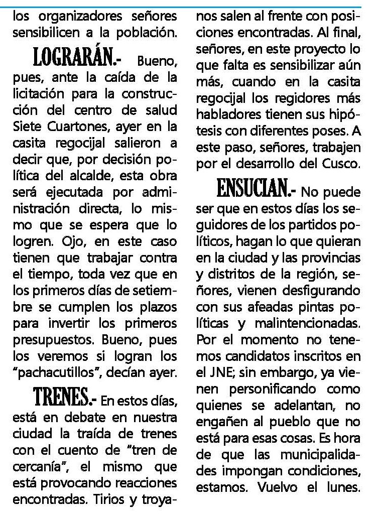 POLÉMICA POR PROYECTO RELACIONADO AL TRÁNSITO EN CUSCO