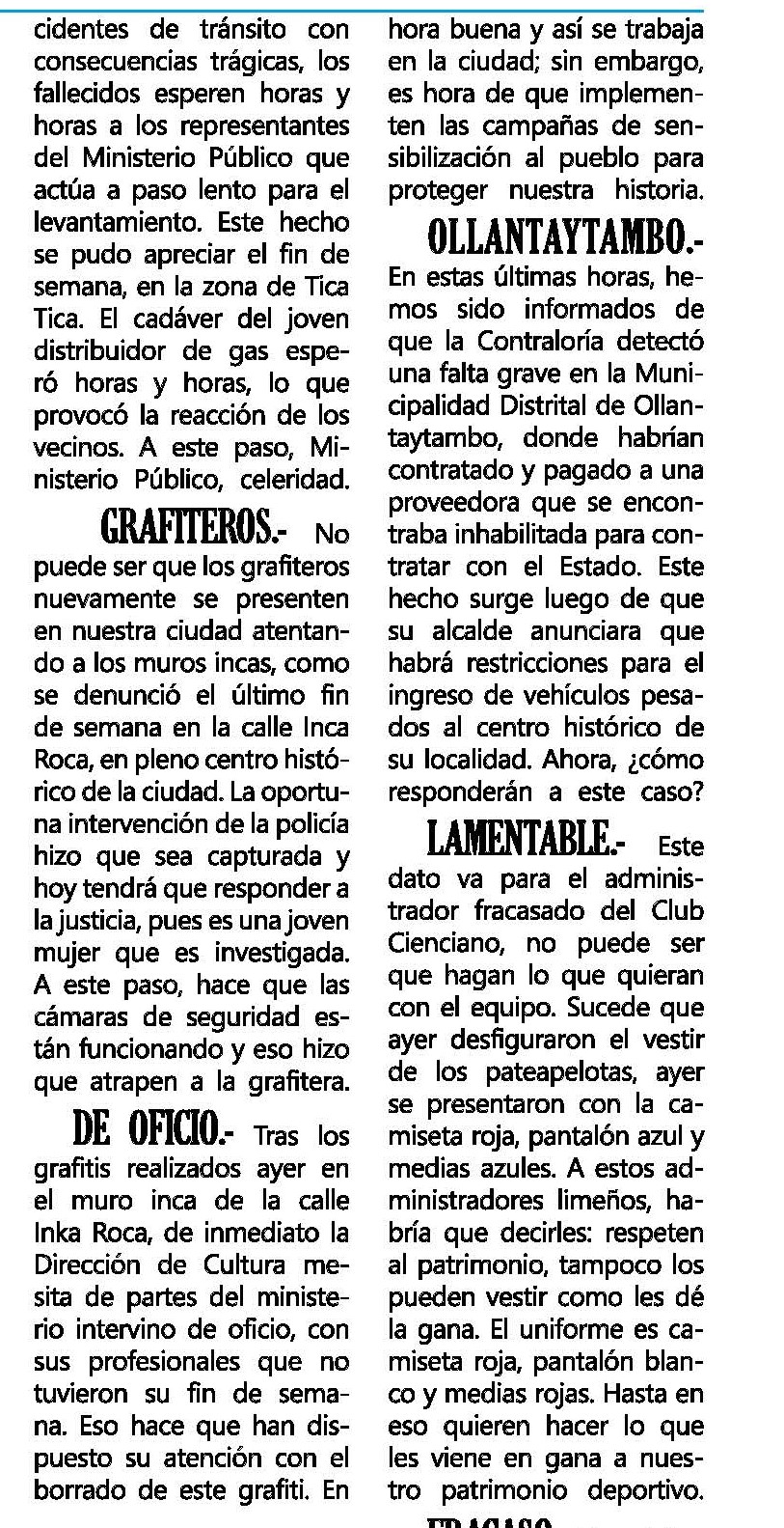 LIBERAN A JOVEN QUE PINTO MURO INCA EN EL CENTRO HISTÓRICO DE CUSCO