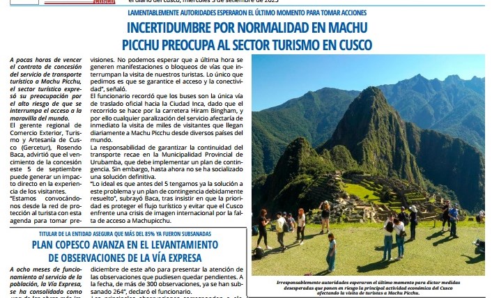 CAOS AMENAZA AL TURISMO EN MACHUPICCHU
