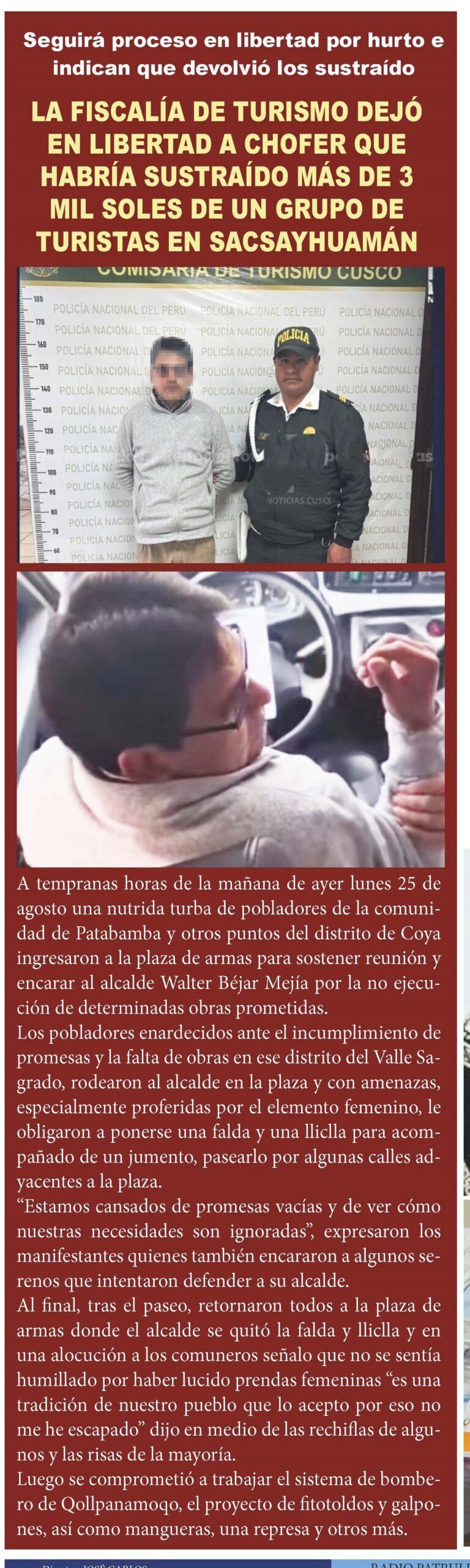 ACUSAN PENALMENTE A CONDUCTOR DE BUS DE TURISTAS ACUSADO DE ROBAR A SUS PASAJERAS