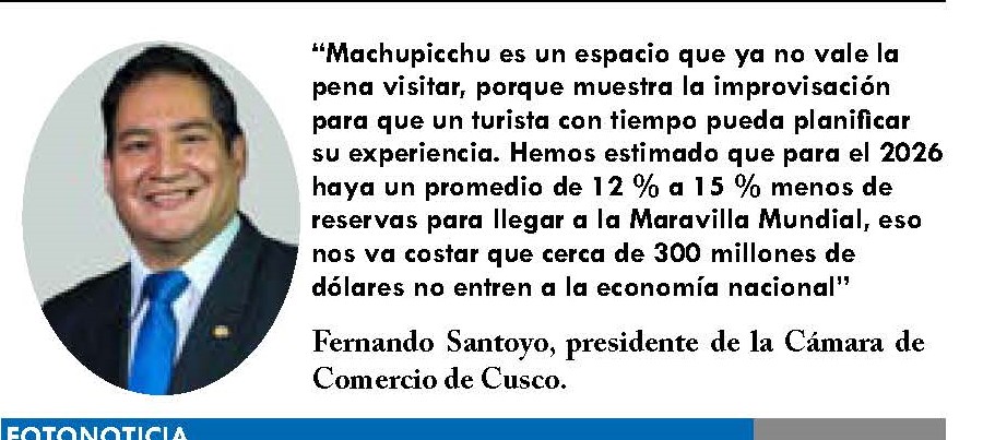DECLARATORIA DE EMERGENCIA EN MACHUPICCHU SERÍA PERJUDICIAL