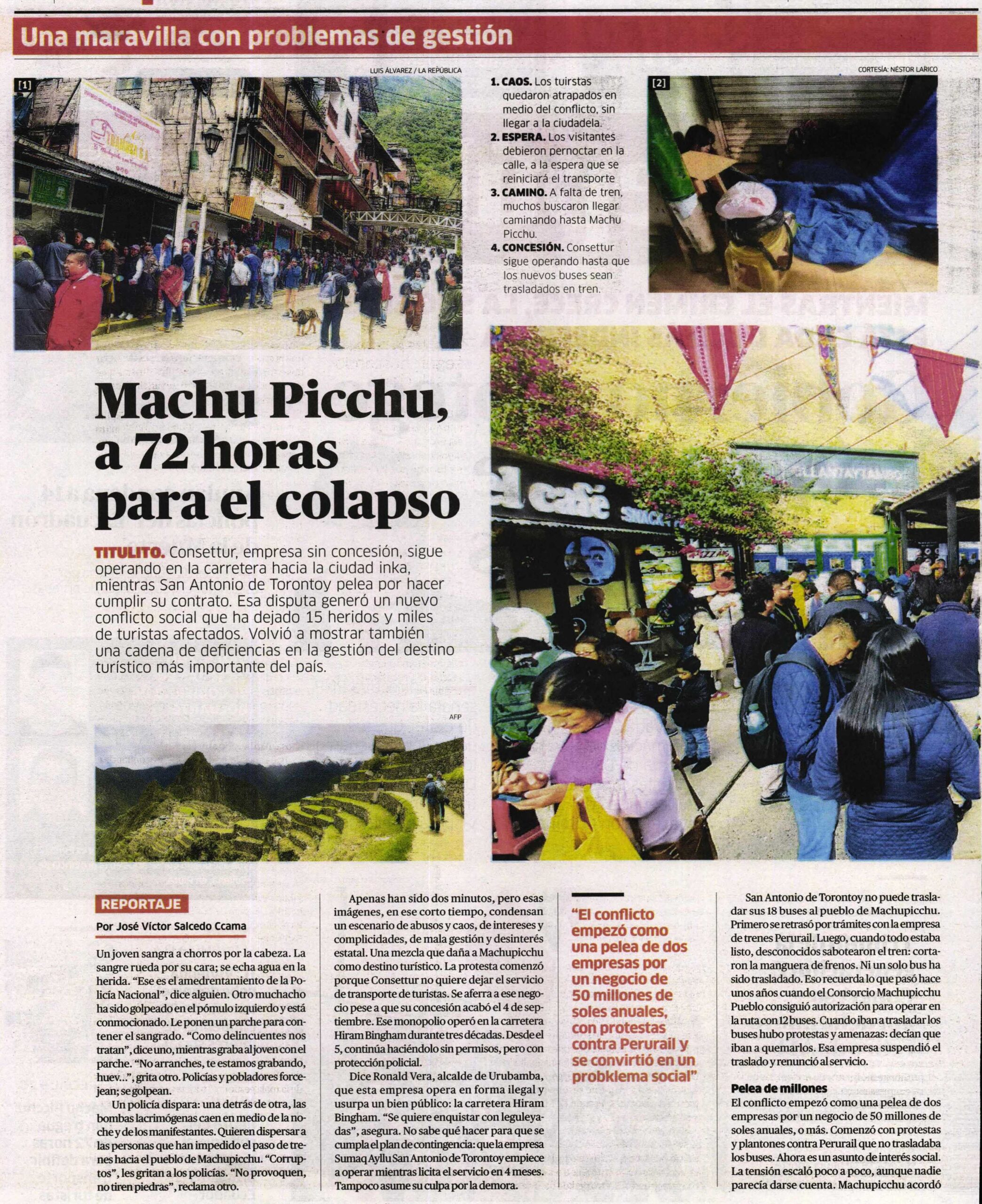 LOCALIDADES DE MACHU PICCHU SUSPENDEN MANIFESTACIONES