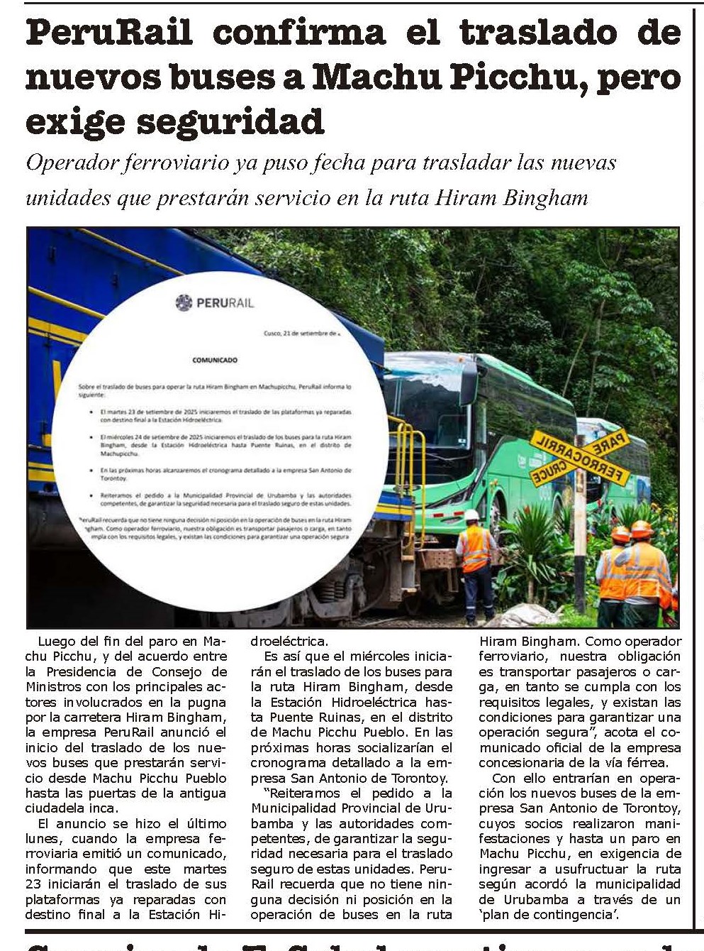 BUSES DE EMPRESA SAN ANTONIO LLEGAN A MACHUPICCHU PUEBLO