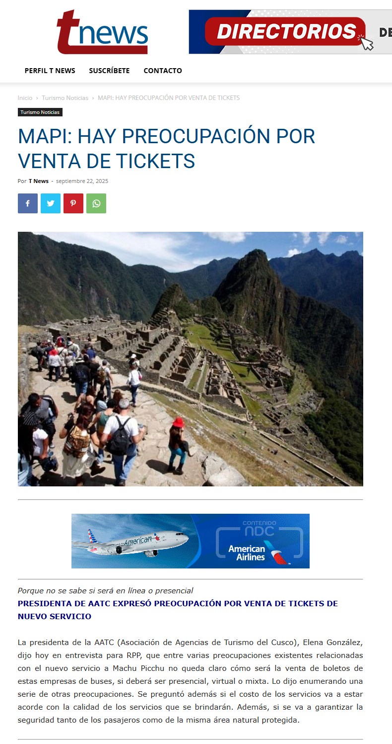 MAPI: HAY PREOCUPACIÓN POR VENTA DE TICKETS