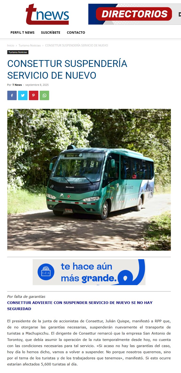 BUSES A MACHUPICCHU AÚN EN MEDIO DE CONTROVERSIAS